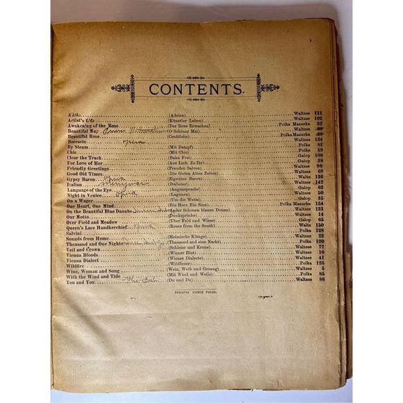 STRAUSS Dance Folio Waltzes, Gallops, Mazurkas, Etc.. 1890 Eduardo Strauss Orch - Picture 3 of 7